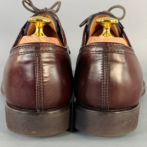 BRUNELLO CUCINELLI Size 8 Burgundy Leather Derby Lace-Up Shoes - Picture 3 of 10